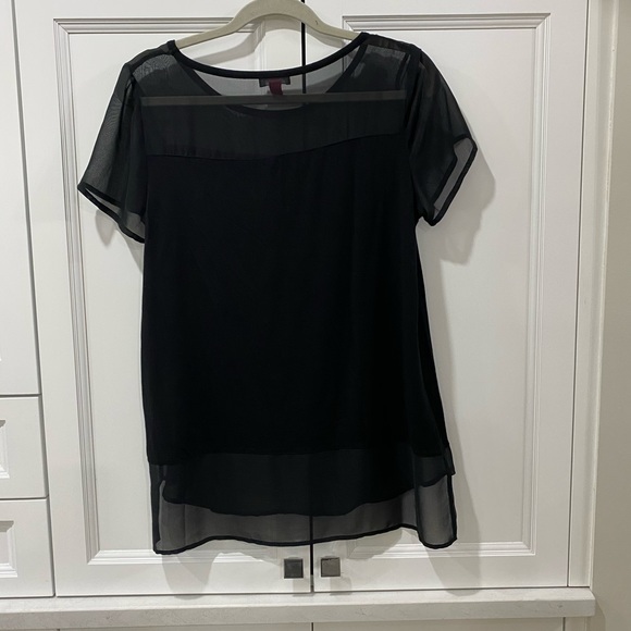 Vince Camuto black partially sheer top - Picture 3 of 3